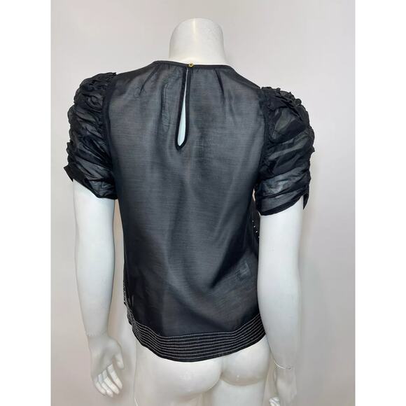 Ulla Johnson V-Neck Short Sleeve Top Black - S - Picture 6 of 7